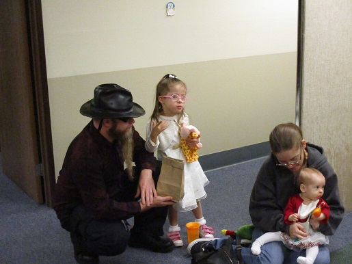 A family at the Christmas party